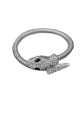 3\$20 New | Silver Rhinestone Snake Wrap Bangle Bracelet Serpent Jewelry | OS